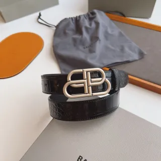Balenciaga BB Belt Black Crocodile-Embossed Leather Belt