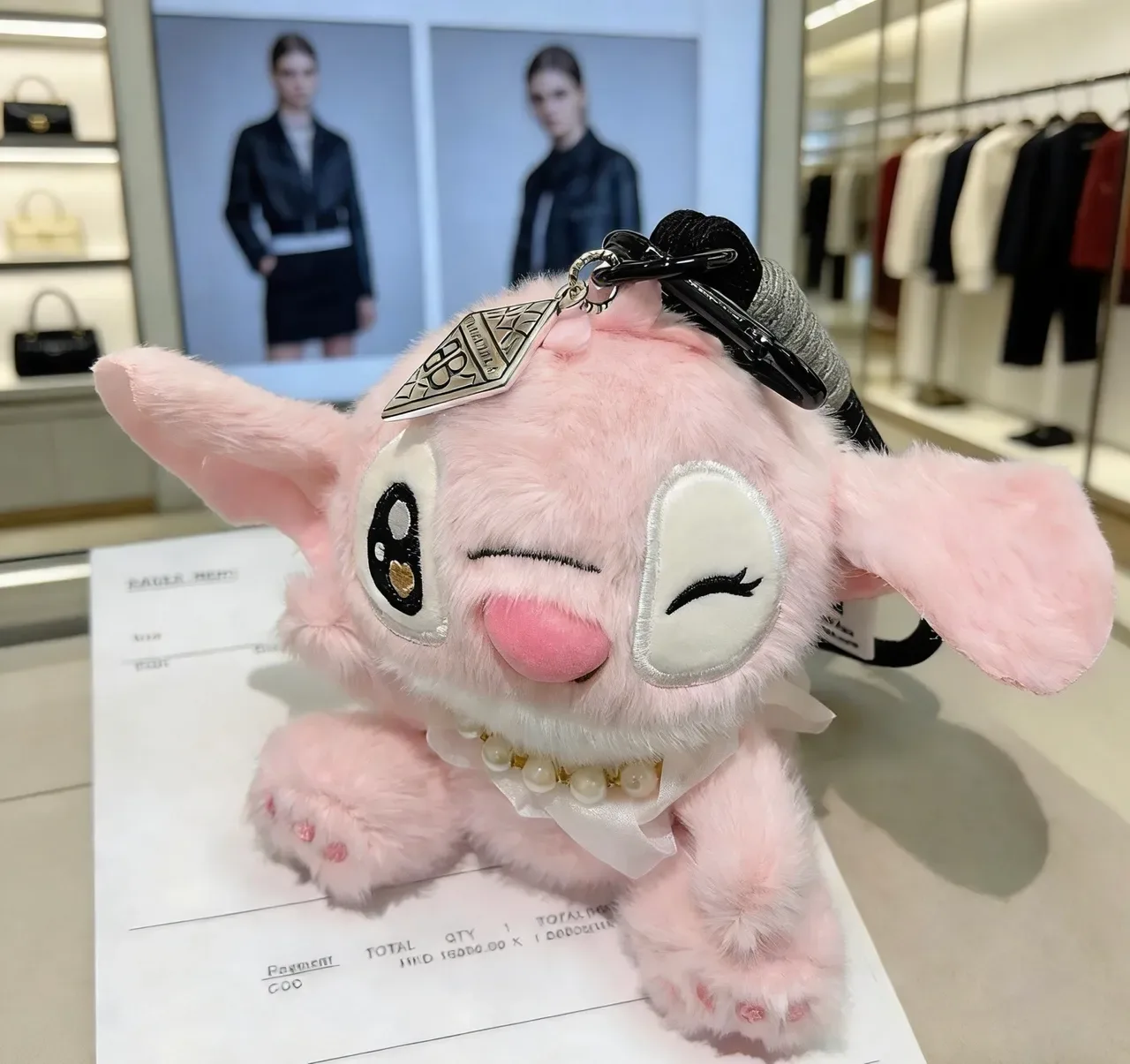 Balenciaga BB Logo Rose Blanc Personnage Peluche Col Nœud Satin Sac à Main 6