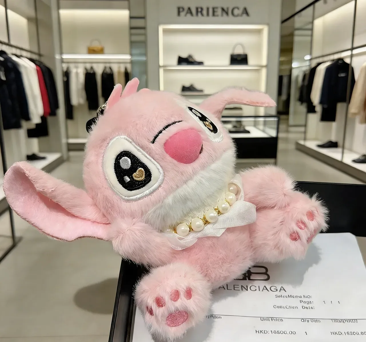Balenciaga BB Logo Rose Blanc Personnage Peluche Col Nœud Satin Sac à Main 8