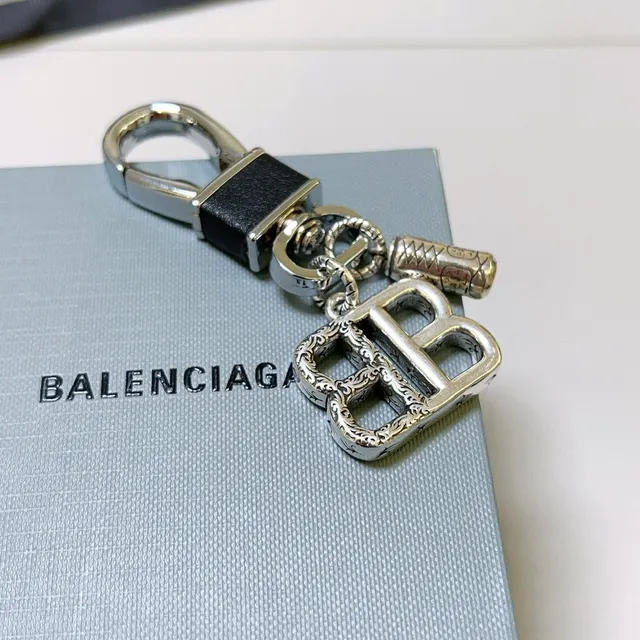 Balenciaga BB Silver Black Ornate Filigree Detailing Double-B Monogram Jewelry 2