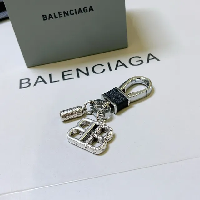 Balenciaga BB Silver Black Ornate Filigree Detailing Double-B Monogram Jewelry 3