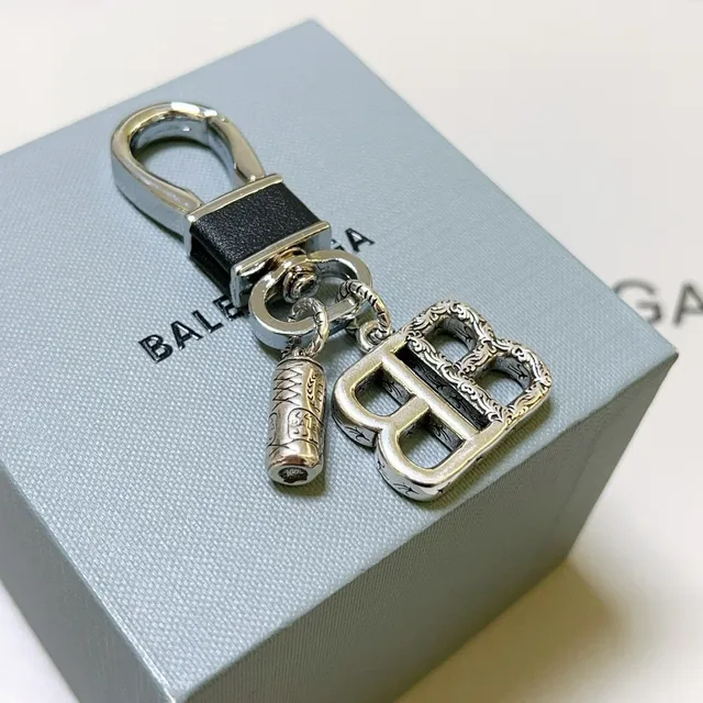 Balenciaga BB Silver Black Ornate Filigree Detailing Double-B Monogram Jewelry 4
