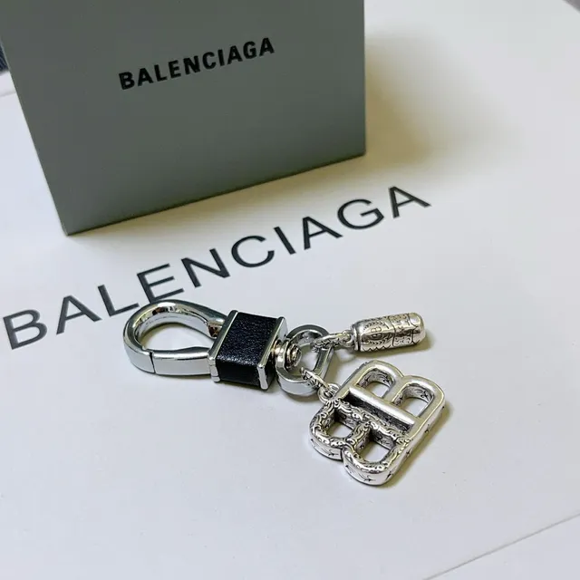 Balenciaga BB Silver Black Ornate Filigree Detailing Double-B Monogram Jewelry 5