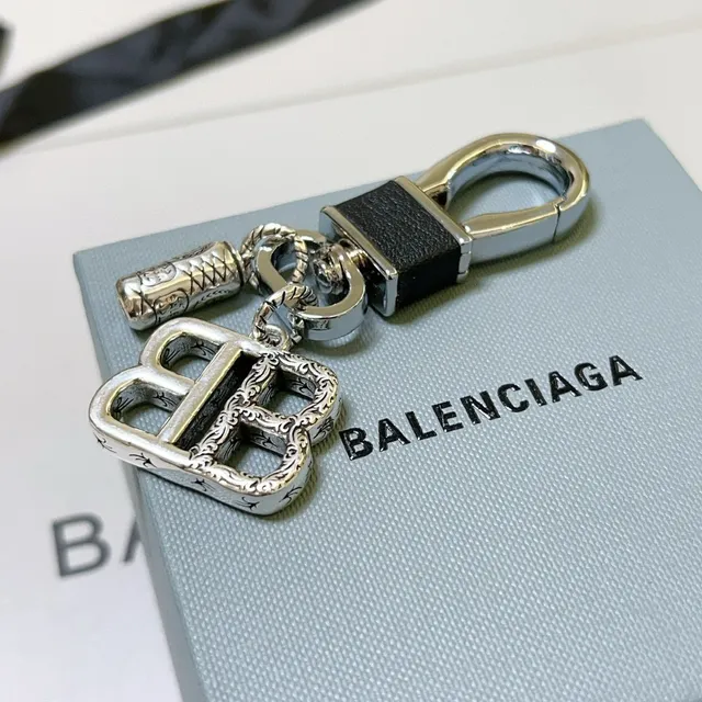 Balenciaga BB Silver Black Ornate Filigree Detailing Double-B Monogram Jewelry 6