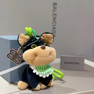 Balenciaga Black Green Plush Dog Striped Scarf Handbag