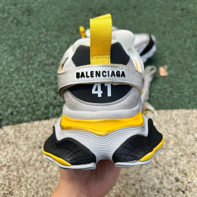 Balenciaga CARGO White Yellow Multi-Layered Sole Oversized Embossed Logo Chunky Sneakers 9
