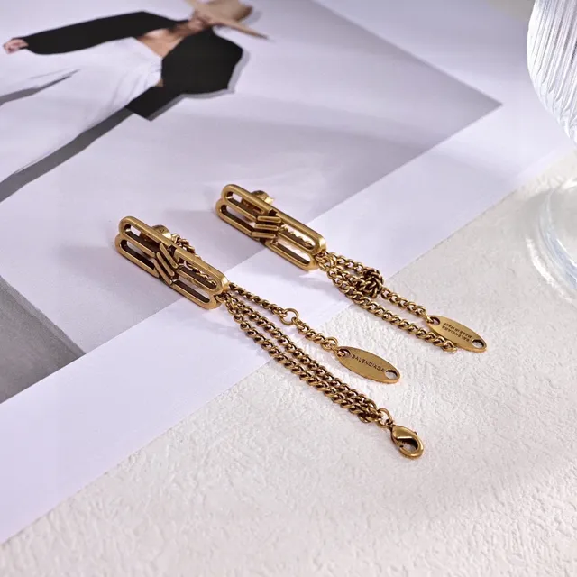 Balenciaga Boucles d'oreilles Clip-Style Chaîne Ton Or 3