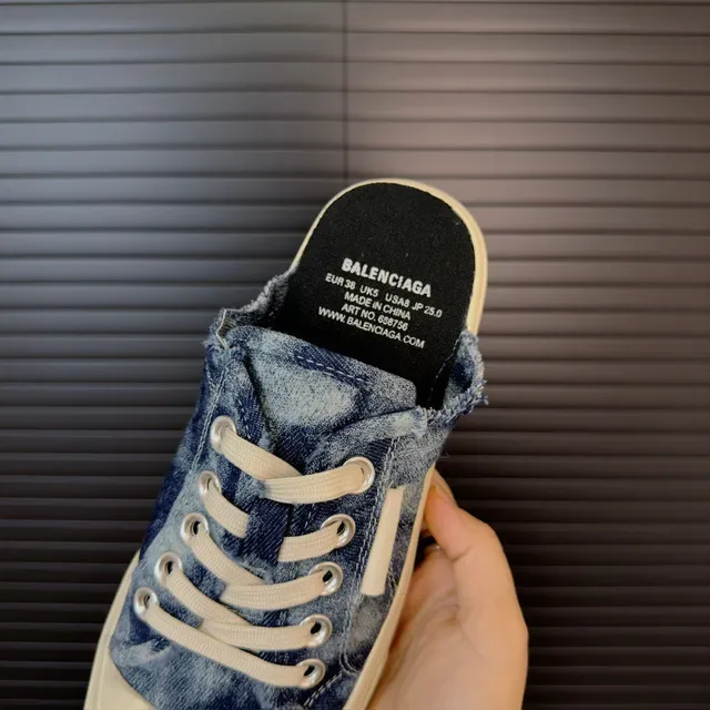 Balenciaga Basket Denim Déchiré Talon Plateforme Lacets Slip-On Lifestyle 7