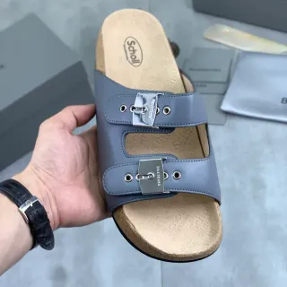 Balenciaga Double Boucle Slide Cuir Gris