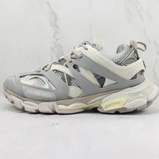 Balenciaga Gray Beige Oversized Cage-Overlay Chunky Sneakers