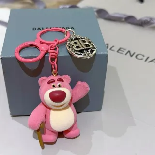 Balenciaga Pink Beige Plush Bear Figure Felt-Like Material Crossbody Bag