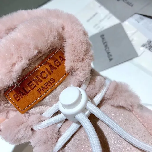 Balenciaga 粉白高帮羊毛皮内衬厚底运动鞋 5