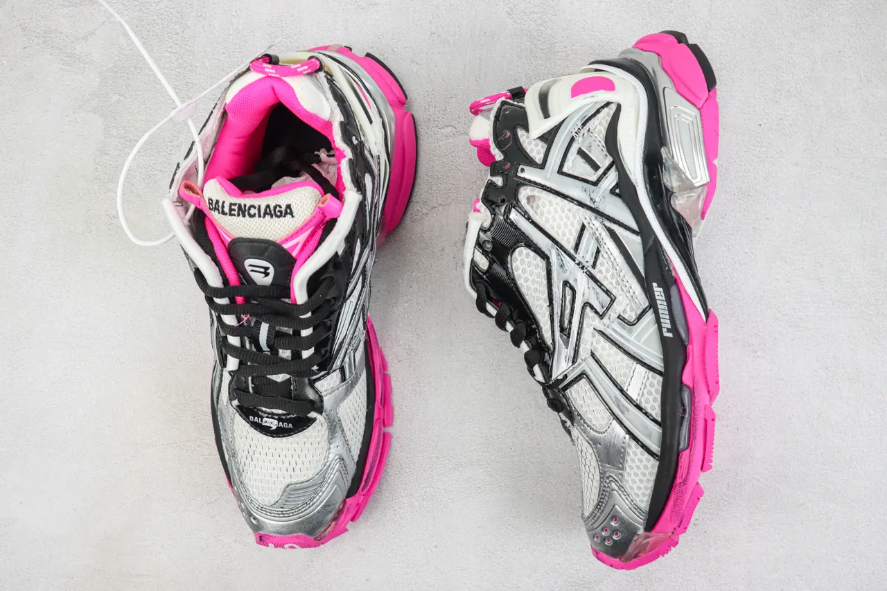 Balenciaga Runner Silver Black Pink Chunky Sneakers 3