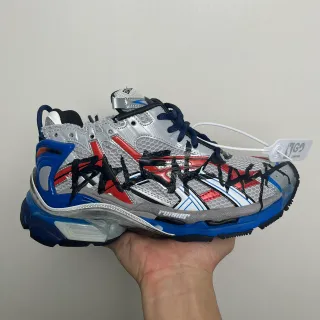 Balenciaga Runner রূপালি নীল লাল কালো চাঙ্কি স্নিকার্স