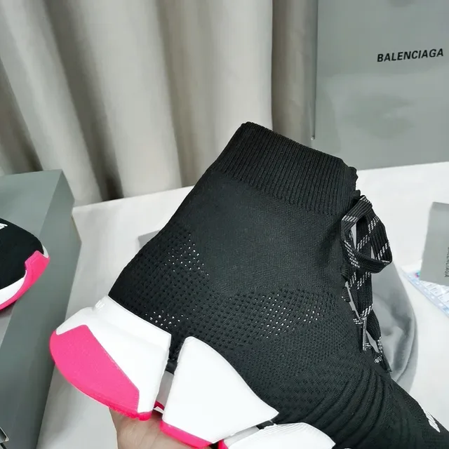 Balenciaga Speed Trainer Black White Pink Chunky Sneakers 3