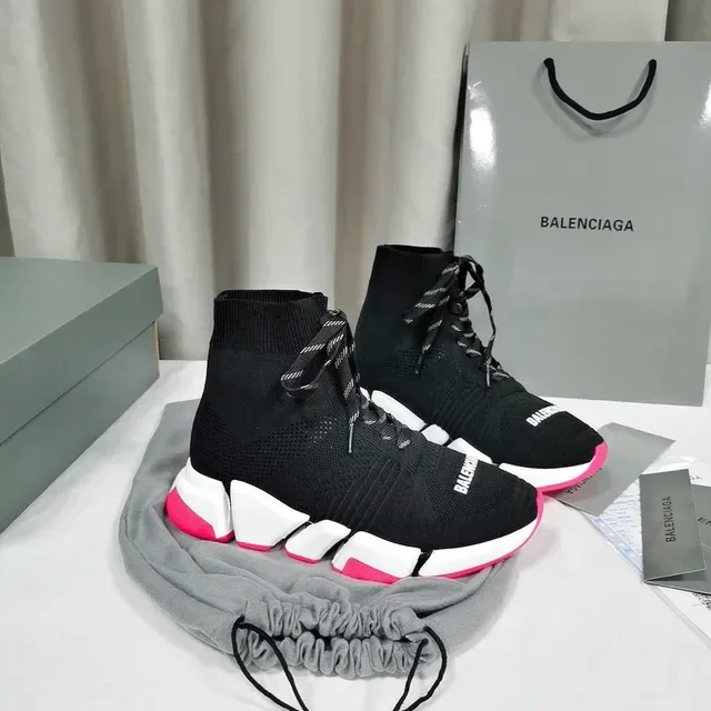 Balenciaga Speed Trainer Black White Pink Chunky Sneakers 4