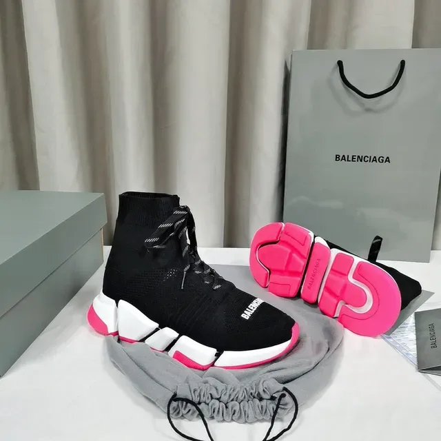 Balenciaga Speed Trainer Black White Pink Chunky Sneakers 6