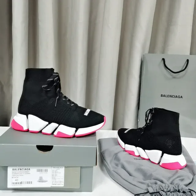 Balenciaga Speed Trainer Black White Pink Chunky Sneakers 8