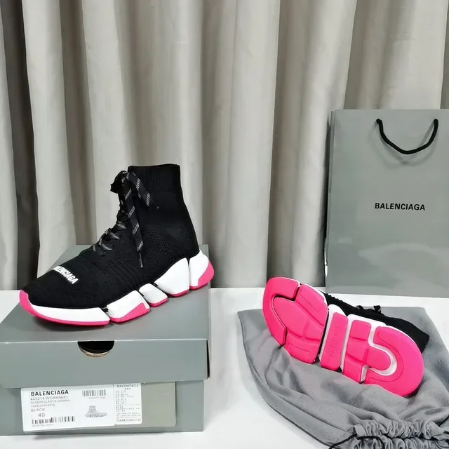 Balenciaga Speed Trainer Black White Pink Chunky Sneakers 9
