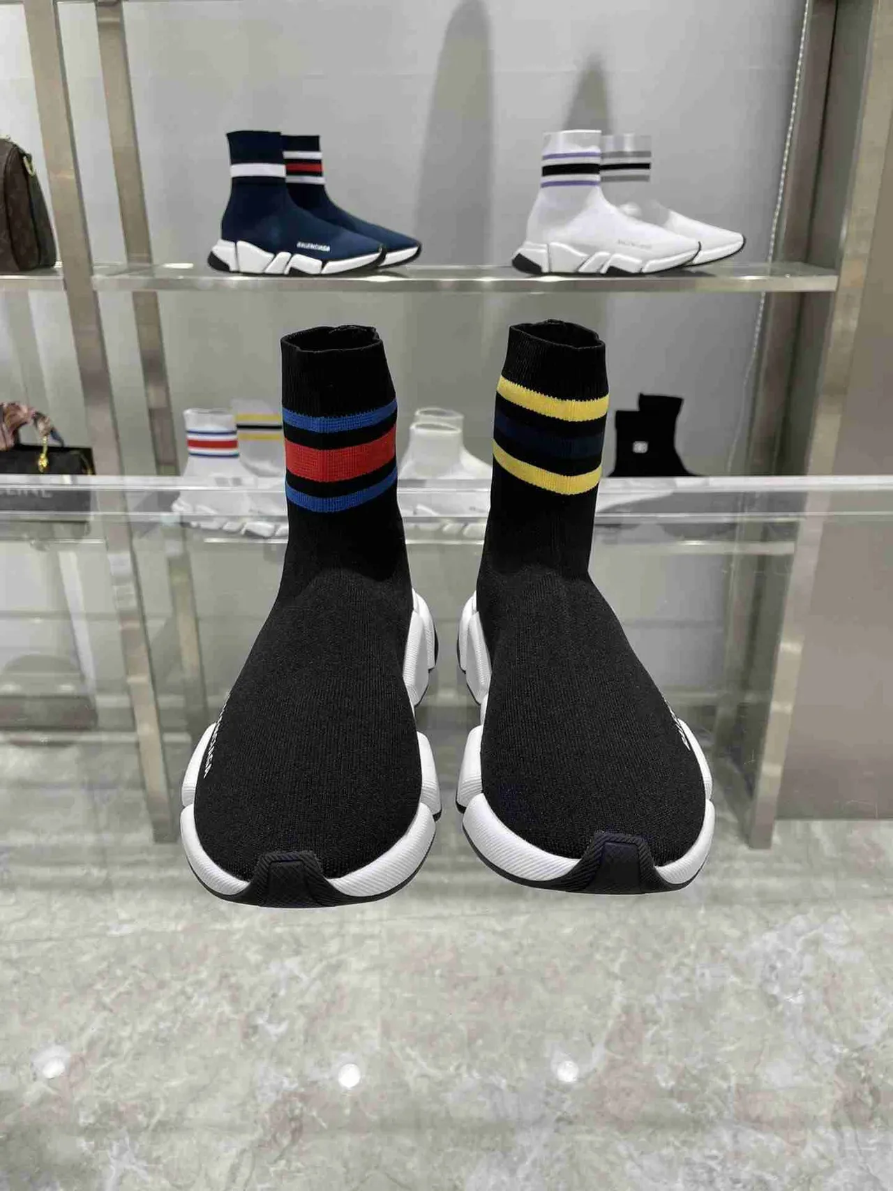 Balenciaga Speed Trainer Black White Sock-Fit Knit Lifestyle Sneakers 2
