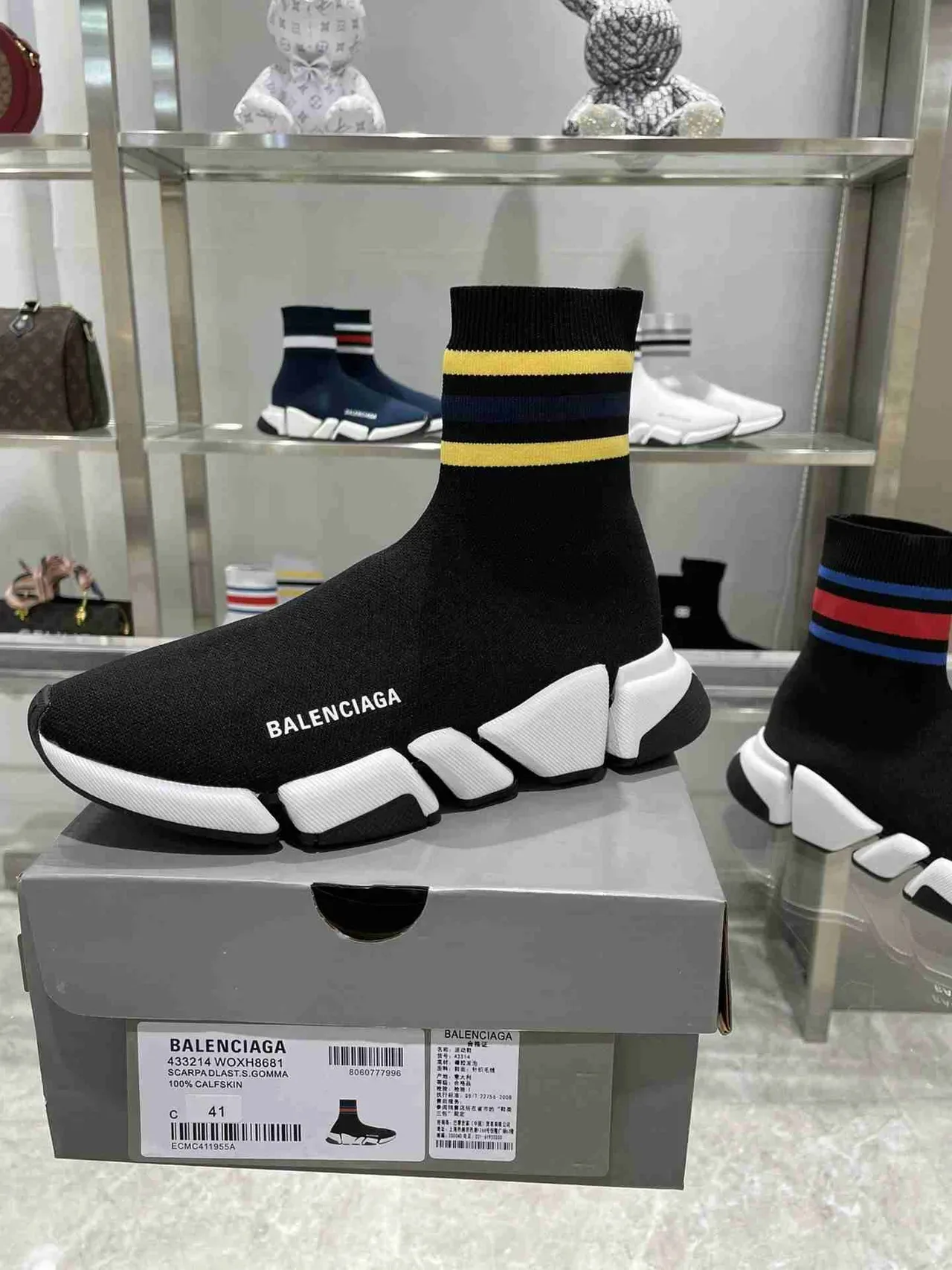 Balenciaga Speed Trainer Black White Sock-Fit Knit Lifestyle Sneakers 4