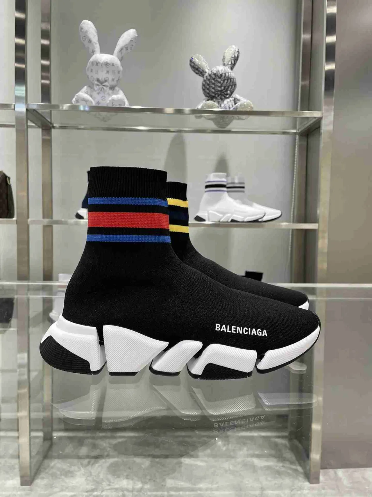 Balenciaga Speed Trainer Black White Sock-Fit Knit Lifestyle Sneakers 9