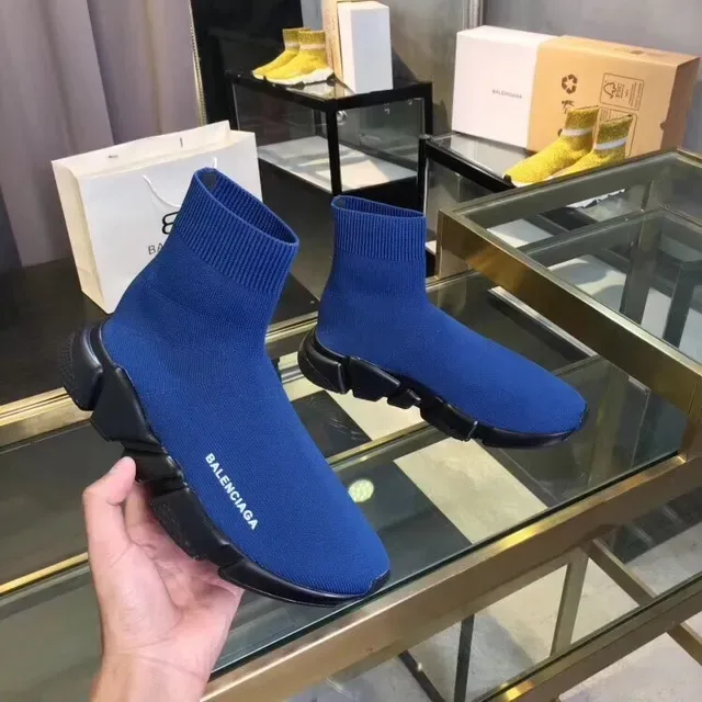 Balenciaga Speed Trainer أحذية رياضية أسلوب حياة باللون الأزرق الملكي والأسود 2