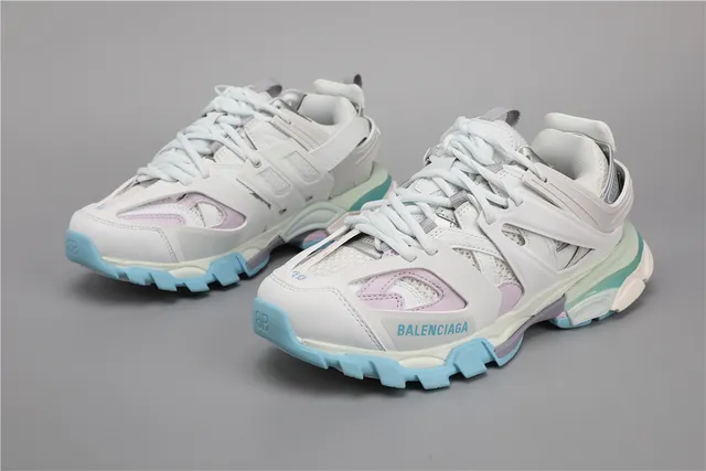 Balenciaga Track tênis branco azul claro lavanda chunky tênis 5