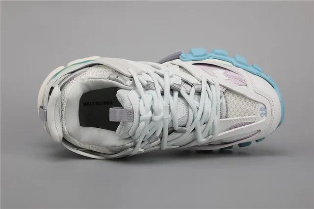 Balenciaga Track tênis branco azul claro lavanda chunky tênis 7
