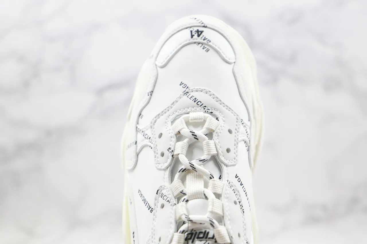 Balenciaga Triple S Logo-Print White Chunky Sneakers 5