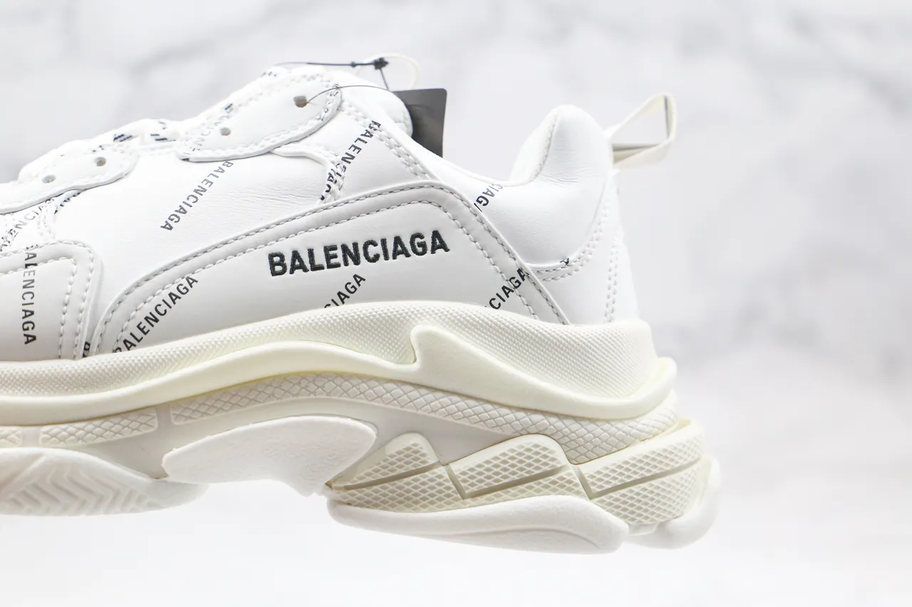 Balenciaga Triple S Logo-Print White Chunky Sneakers 6