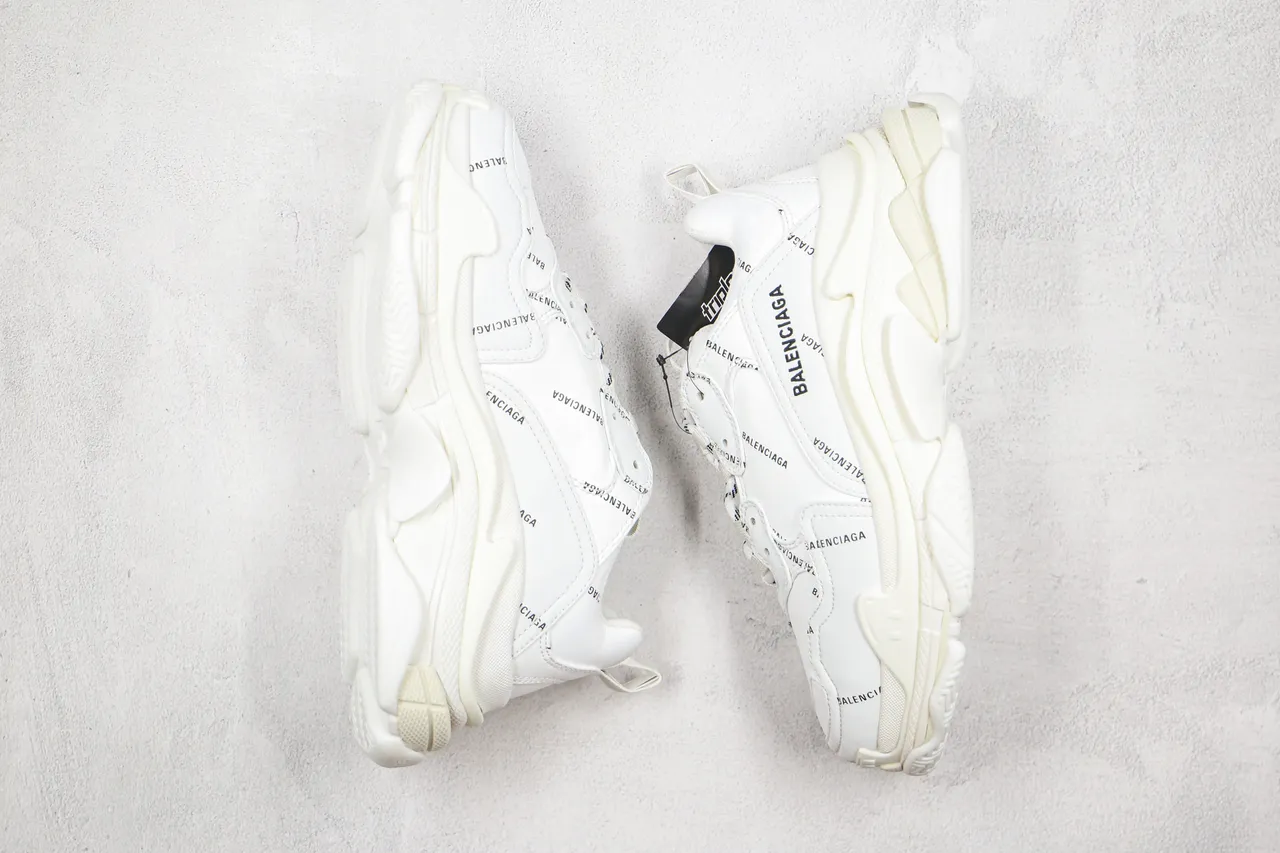 Balenciaga Triple S Logo-Print White Chunky Sneakers 7