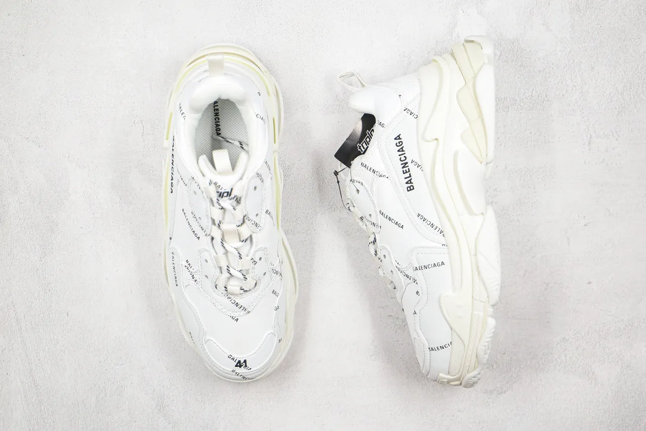 Balenciaga Triple S Logo-Print White Chunky Sneakers 8