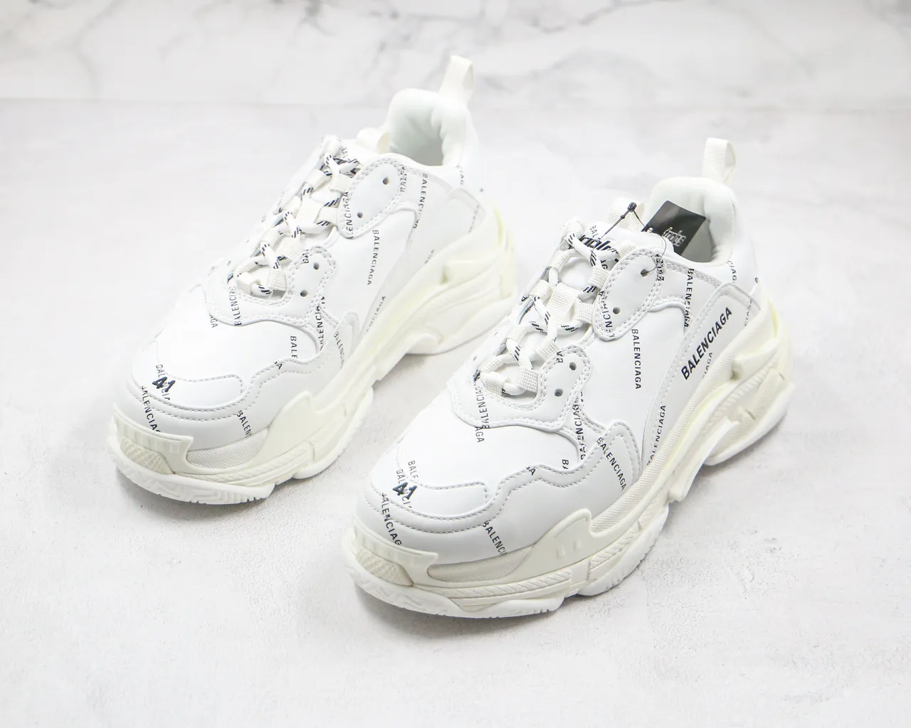 Balenciaga Triple S Logo-Print White Chunky Sneakers 9