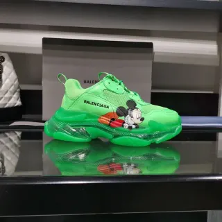 Balenciaga Triple S Neon Green Mickey Mouse Chunky Sneakers
