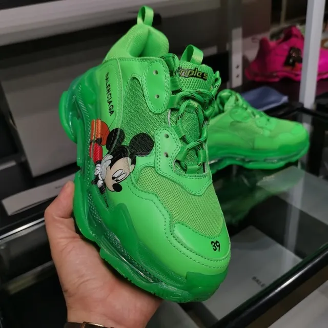 Balenciaga Triple S Zapatillas Neón Verde Mickey Mouse Chunky 2