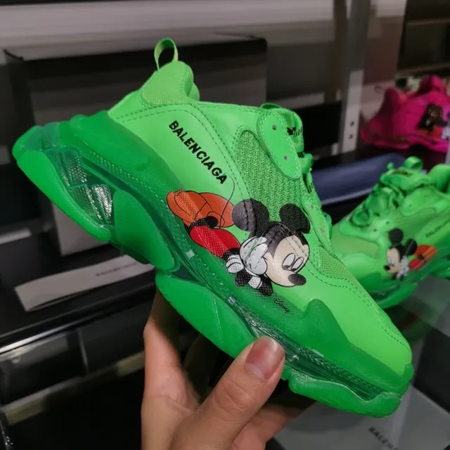 Balenciaga Triple S Zapatillas Neón Verde Mickey Mouse Chunky 3