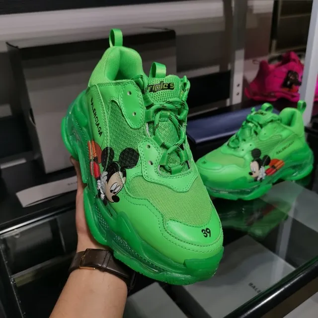 Balenciaga Triple S Zapatillas Neón Verde Mickey Mouse Chunky 5