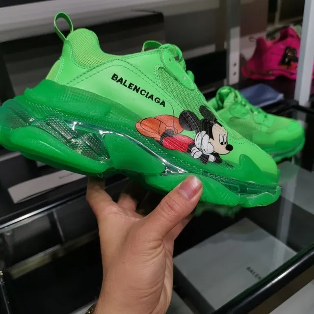 Balenciaga Triple S Zapatillas Neón Verde Mickey Mouse Chunky 6