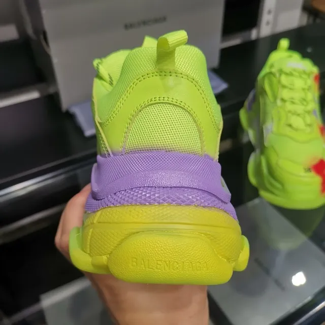 Balenciaga Triple S 霓虹黄 红 紫 厚底运动鞋 3