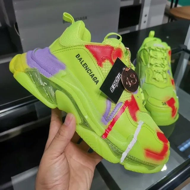 Balenciaga Triple S 霓虹黄 红 紫 厚底运动鞋 5