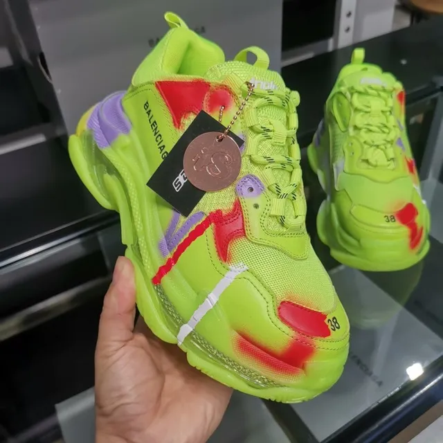 Balenciaga Triple S 霓虹黄 红 紫 厚底运动鞋 6