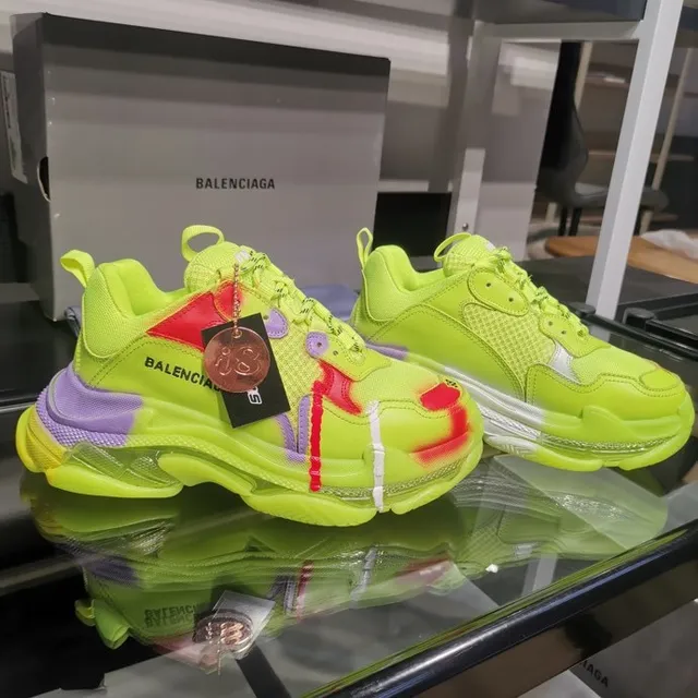 Balenciaga Triple S 霓虹黄 红 紫 厚底运动鞋 8