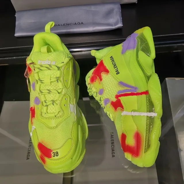 Balenciaga Triple S 霓虹黄 红 紫 厚底运动鞋 9