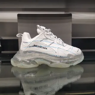 Balenciaga Triple S White Transparent Oversized Translucent Sole Layered Upper Chunky Sneakers