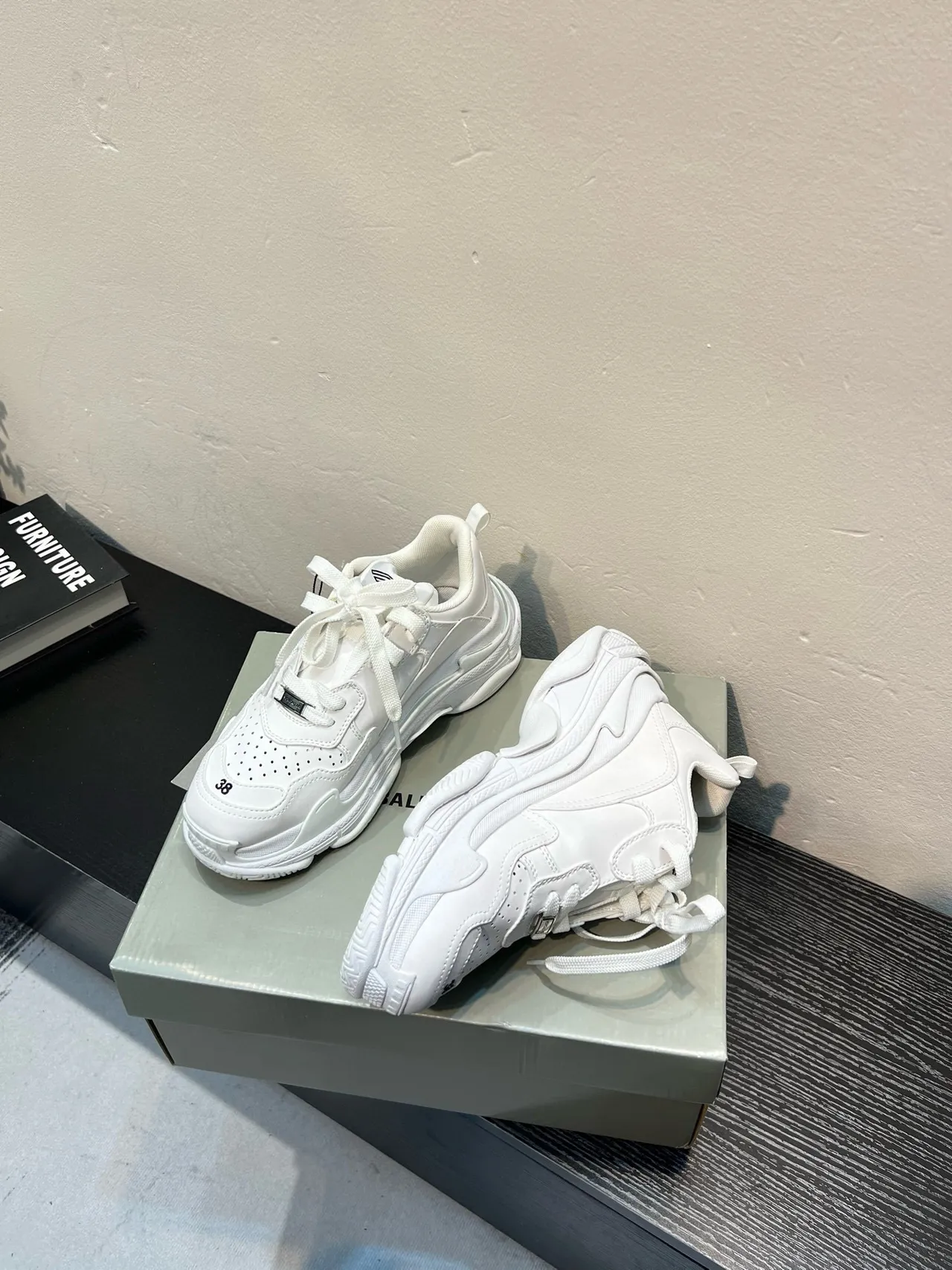 Balenciaga White Black Sole Perforated Toe Chunky Sneakers 3