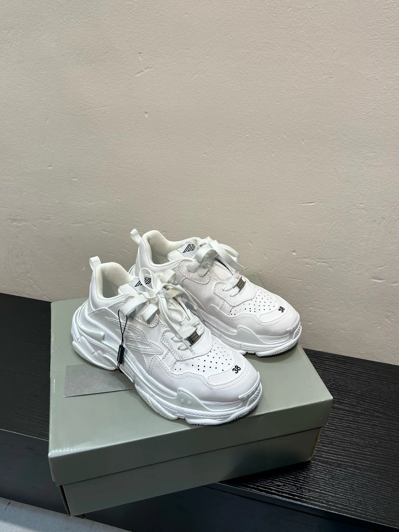Balenciaga White Black Sole Perforated Toe Chunky Sneakers 4