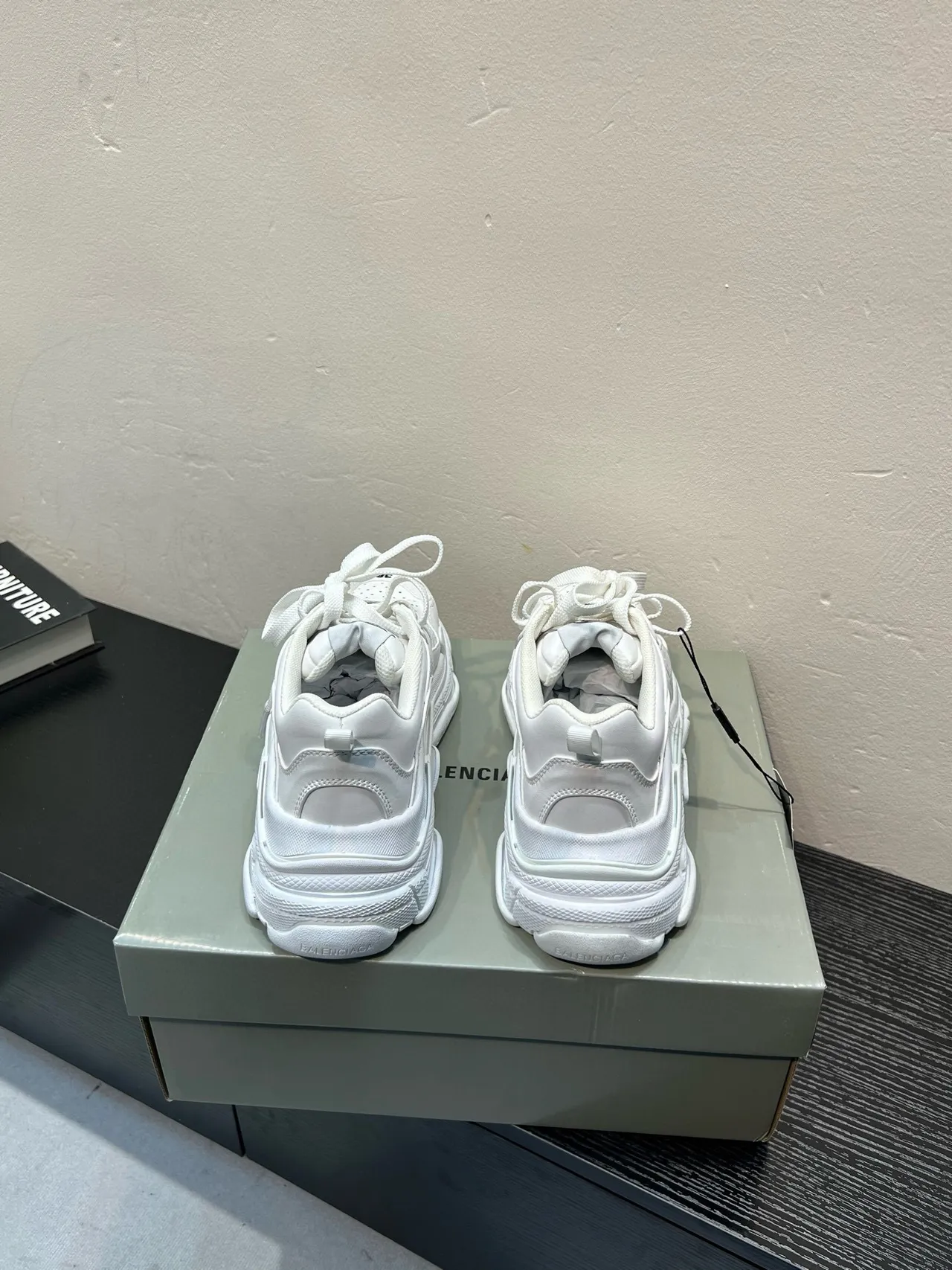 Balenciaga White Black Sole Perforated Toe Chunky Sneakers 5