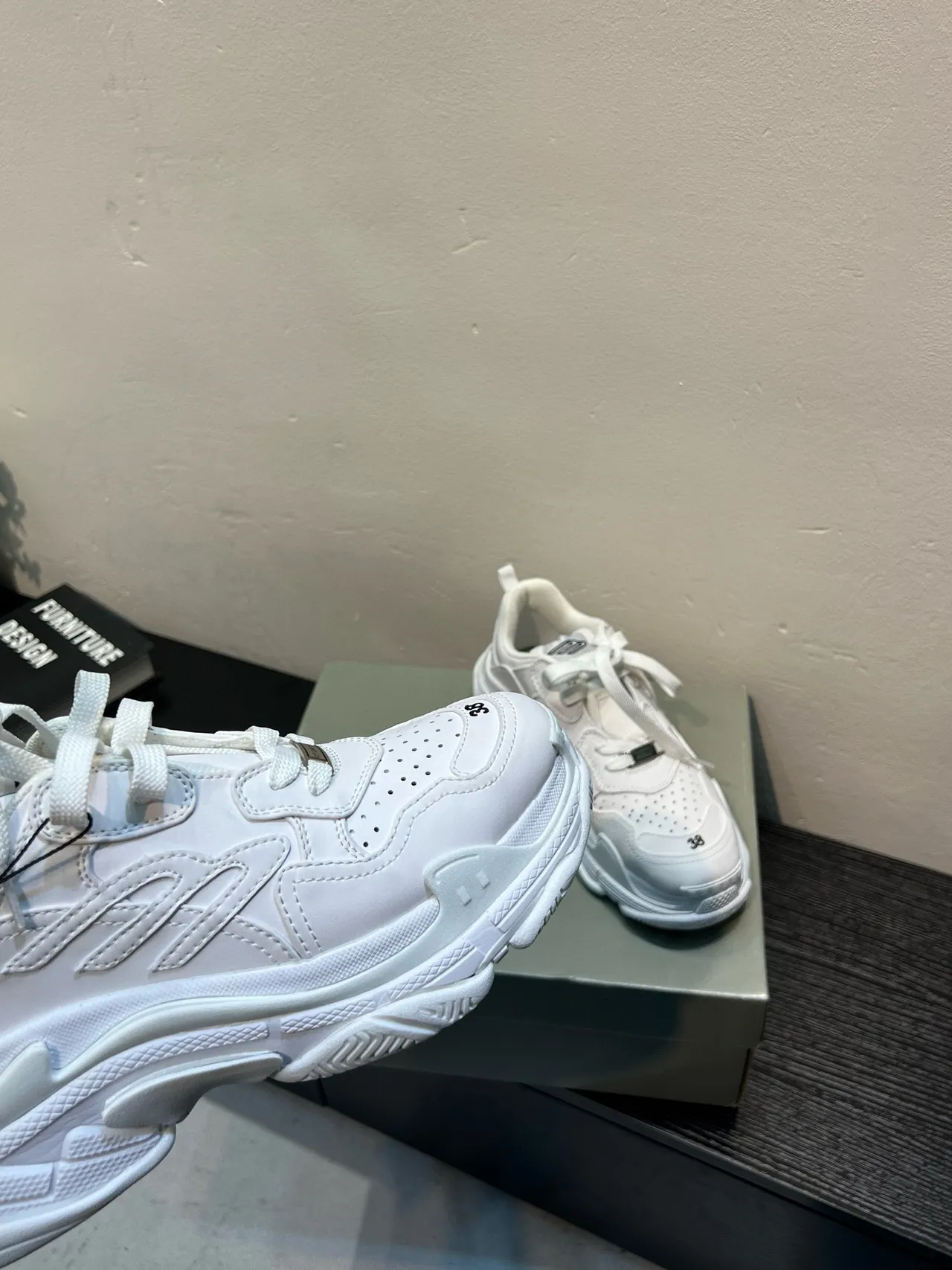 Balenciaga White Black Sole Perforated Toe Chunky Sneakers 8