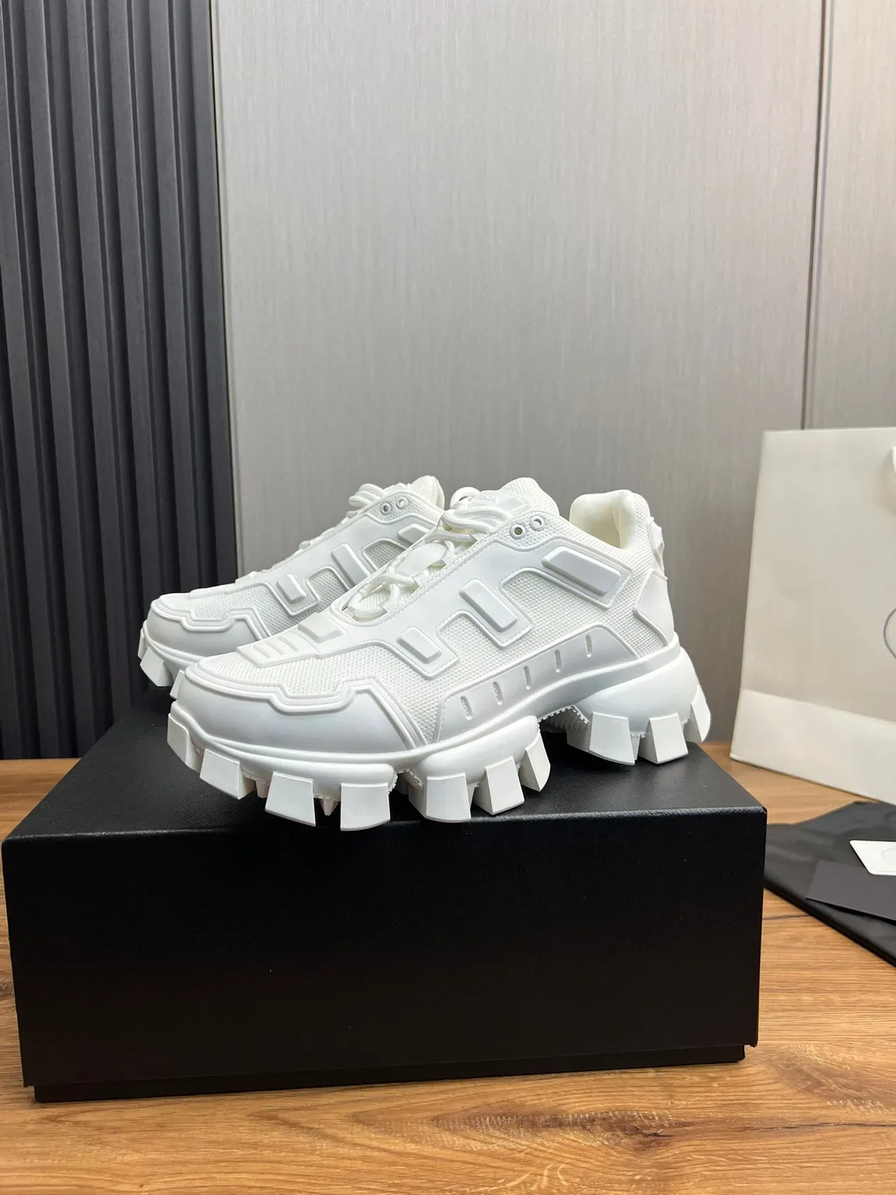 Balenciaga White Monolithic Block-Lug Sole Chunky Sneakers 3